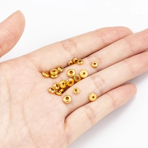 Golden stainless steel rondelle spacer beads for DIY jewelry making and necklaces