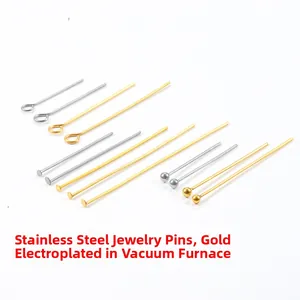 Stainless Steel Eye Pins T-Head Pins Ball Head Pins DIY Jewelry Findings Materials Gold Steel Tone Pins For Beading Handmade Crafts
