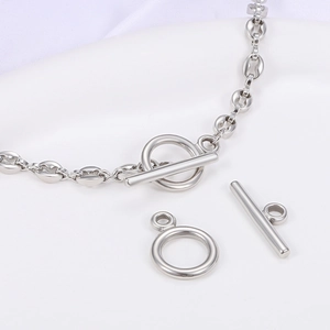 Collier à maillons grain de café en acier inoxydable avec fermoir à bascule OT chic