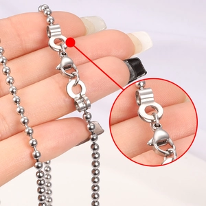 Polished stainless steel ball chain necklace with lobster clasp and round connectors