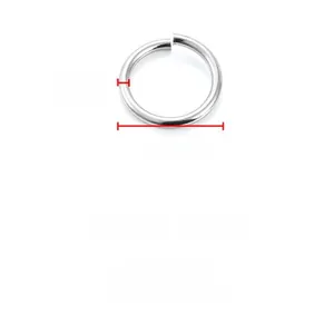 Close-up of a 2mm thick 18mm stainless steel jump ring for DIY jewelry making