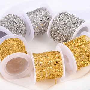 Rolls of gold and silver stainless steel beaded chains for DIY jewelry making