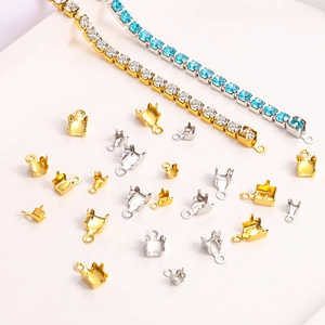 Edelstahl Strass Krallenkette Verbinder Gold Silber Galvanisiert DIY Schmuckherstellung Zubehör Enden Clips Für Halskette