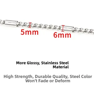 Vue détaillée de la chaîne box en acier inoxydable de 5mm avec raccords de 6mm