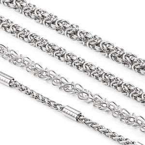 Silver stainless steel Byzantine and dragon bone chains for DIY jewelry making