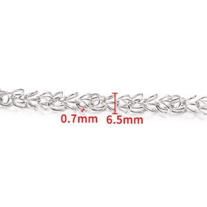 Detail of 6.5mm silver stainless steel woven chain with 0.7mm wire diameter for DIY jewelry