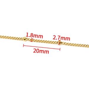 Goldene Edelstahlperlenkette 1,8 mm Breite mit 2,7 mm Perlen und 20 mm Abstand