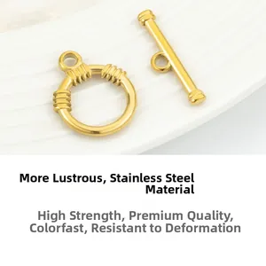 Detailed view of vacuum plated gold stainless steel OT toggles for necklace and bracelet making