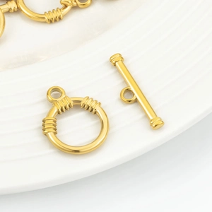 Fermoir à bascule OT doré en acier inoxydable pour création de colliers et bracelets tendance