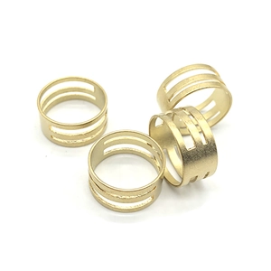 Set de 4 anillos ajustables en oro mate para creación de joyas DIY y accesorios de pelo
