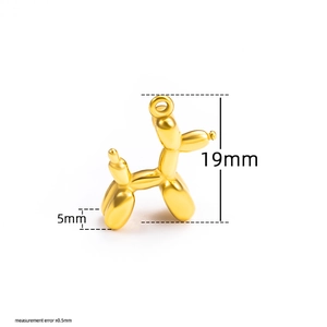 Detailed dimensions of gold balloon dog pendant showing 19mm height and 5mm width