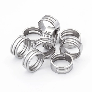 Anillo minimalista de acero inoxidable para joyería DIY con tres ranuras huecas