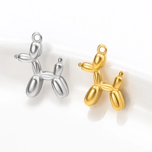 Mirror polished gold and silver balloon dog pendants made of stainless steel for necklaces