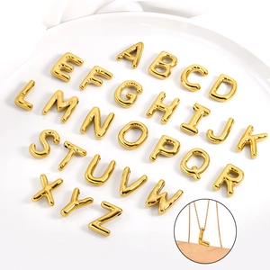 Set of 26 3D balloon-style gold alphabet pendants made of high-quality stainless steel