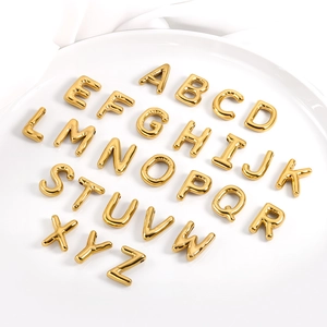 Balloon Style 3D Letter Pendant Stainless Steel DIY Jewelry Making Accessories Alphabet Alphabet Gold Silver Plated Charms