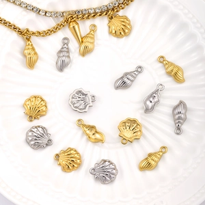 Pendentifs en Acier Inoxydable Coquillage et Conque pour Fabrication de Bijoux DIY Or Argent Placage sous Vide Accessoires Charms