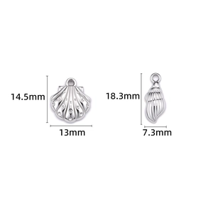 Pendentifs coquillage et conque polis en acier inoxydable pour création de bijoux