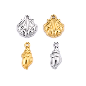 Pendentifs coquillages et conques en or et argent en acier pour création de bijoux