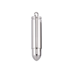 Polished bullet shape stainless steel pendant for DIY necklace with mirror finish