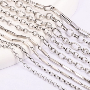 Polished stainless steel oval pearl and box link chains for DIY jewelry making