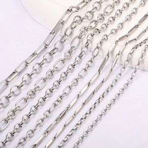 Stainless Steel DIY Link Chain For Jewelry Making Unfinished Necklace Bracelet Material Steel Color Oval Rolo Box Curb Chain Accessory