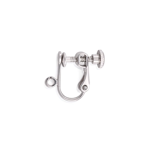 Silver stainless steel screw-back clip-on earring converter for DIY jewelry making