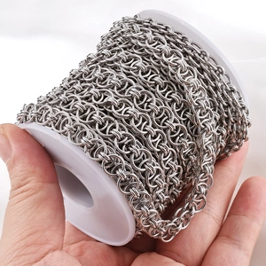 Polished heart shaped stainless steel chain on spool for DIY jewelry making