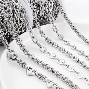 Stainless Steel Handmade Chain DIY Jewelry Making Material Heart Box Coffee Bean Link Chain For Necklace Bracelet Accessory