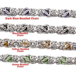 Byzantine dragon bone chain in stainless steel with colorful beads for DIY jewelry