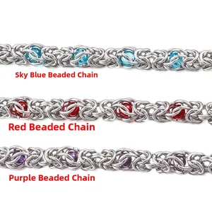 Three colors of industrial stainless steel beaded keel chains for DIY jewelry making