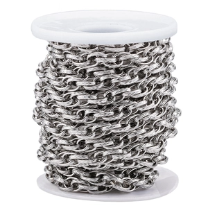 Gestructureerde ovale roestvrijstalen ketting op spoel voor DIY sieraden en accessoires
