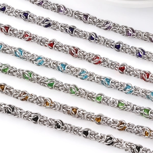 Handmade Byzantine Dragon Bone Chain Stainless Steel Colorful Bead Necklace Hip Hop DIY Punk Pant Chain Accessory For Men Women
