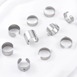 Stainless Steel Open Ring Base For DIY Jewelry Making Adjustable Smooth Plain Finger Ring Ear Cuff Base For Women Accessory