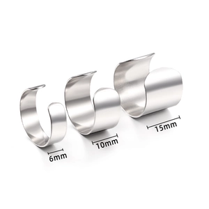 Set of three silver open rings in 6mm, 10mm and 15mm widths for DIY jewelry making
