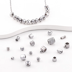 Perline Sciolte in Acciaio Inossidabile Distanziatori per Creazione Gioielli Fai da Te Collana Bracciale Accessori Varie Forme Argento