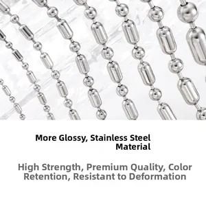 Detailed macro view of high-grade stainless steel ball and bead chain structure