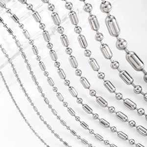 Polished stainless steel ball and barrel chains in various sizes for DIY accessories