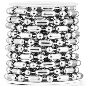 Roll of polished stainless steel ball and bar chain for DIY necklaces and accessories