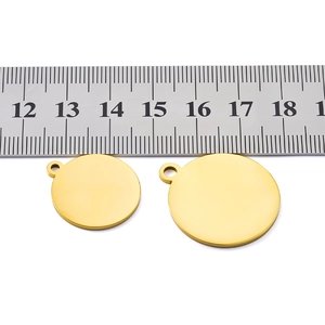 Polished gold stainless steel round disc charms in two sizes for jewelry DIY making