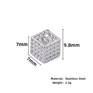 Massief roestvrijstalen kubus hanger met textuur voor DIY sieraden maken