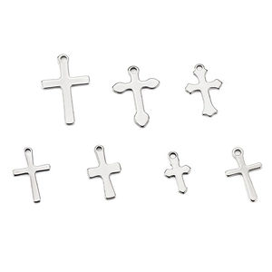 Set of seven diverse stainless steel cross pendants for DIY jewelry necklace and earring making