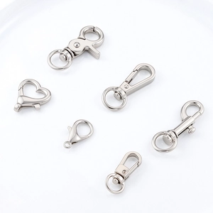 Fermoirs à ressort et mousquetons cœur en métal poli pour bijoux et accessoires DIY
