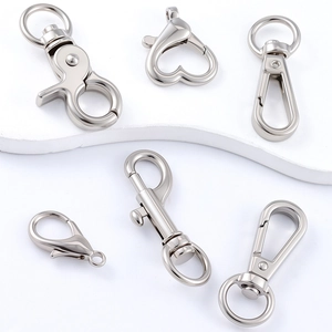 Mousquetons et fermoirs à ressort en métal argenté poli pour bijoux et sacs DIY