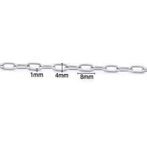 Λεπτομερής όψη οβάλ αλυσίδας 1x4x8mm από ανοξείδωτο ατσάλι για κατασκευή κοσμημάτων