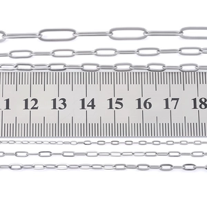 Flat oval stainless steel paperclip chains for DIY jewelry making in various sizes