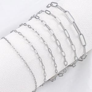 Various sizes of stainless steel paperclip link chains for DIY jewelry making accessories