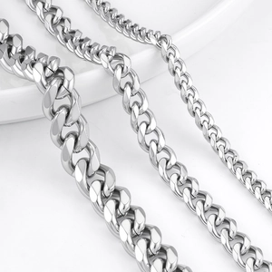 Chaîne Gourmette en Acier Inoxydable 304 de Haute Qualité pour Création de Bijoux Accessoire de Chaîne à Maillons Plats Unisexe