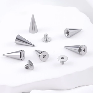 Stainless Steel Cross Screw Cone Pendant DIY Jewelry Making Accessory Punk Spike Rivet For Necklace Clothing Bag Decoration