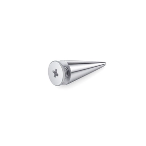 Polished stainless steel cross screw head and cone spike stud earring for DIY punk jewelry