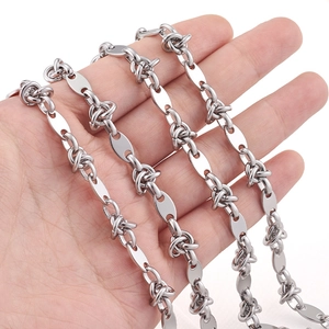 Polished silver stainless steel coffee bean link chain for DIY necklaces and bracelets